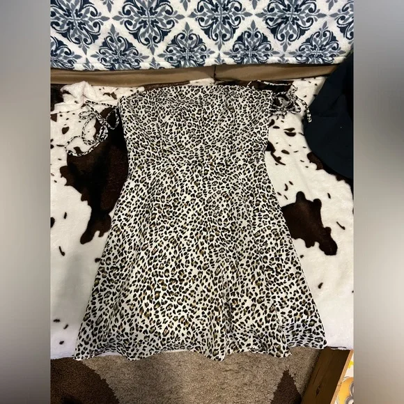 strapless open back dress Immunity Asymmetrical Mini Dress Leopard main image 0